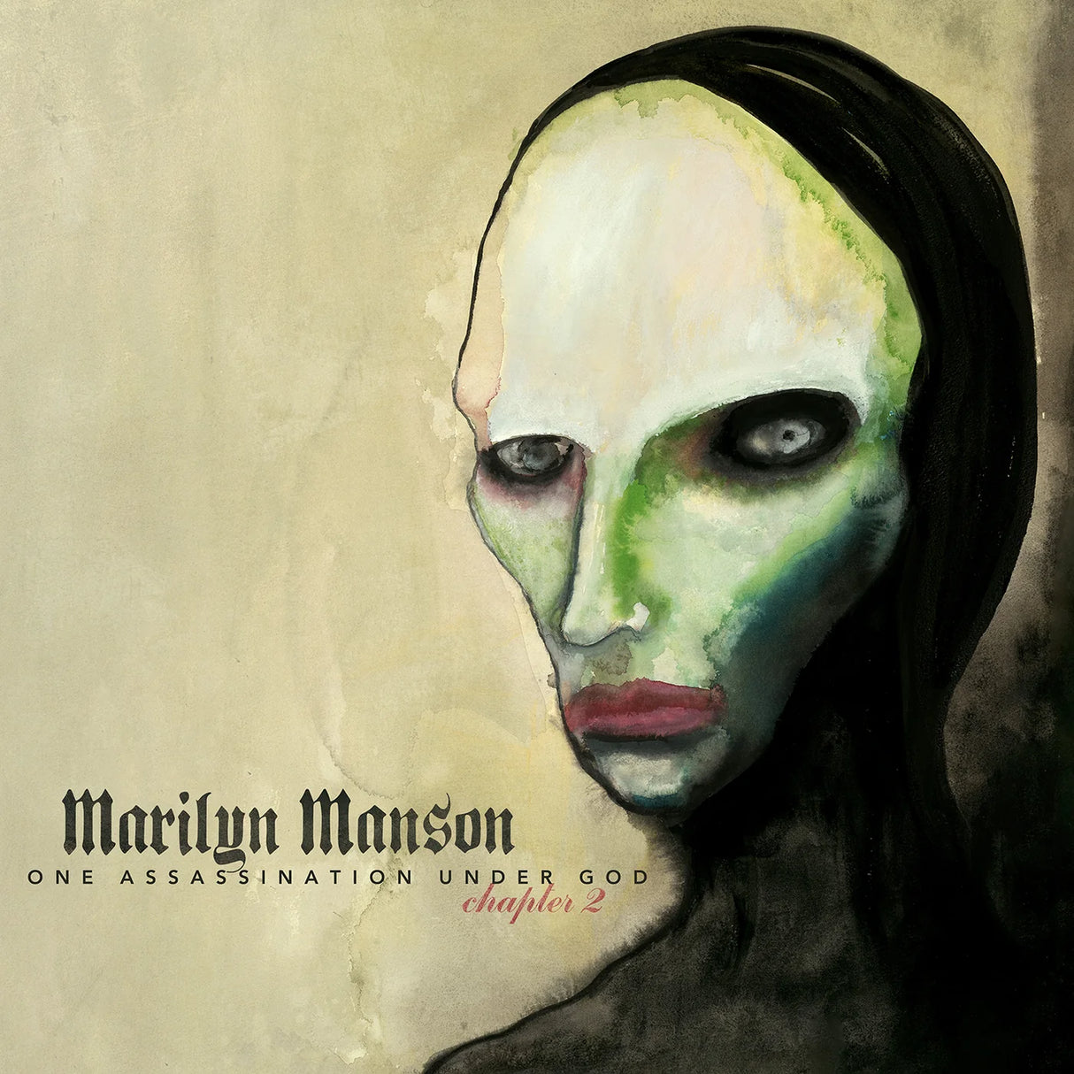 Album cover with artistic depiction of a face and text 'Marilyn Manson One Assassination Under God chapter 2'.