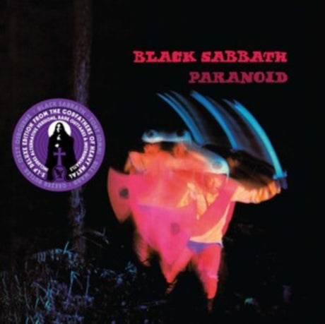 Album cover for Black Sabbath's 'Paranoid' with a glowing figure and dark background.