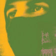 A stylized pop-art graphic print featuring a halftone face in yellow and green, with a textured abstract pattern in the lower right.