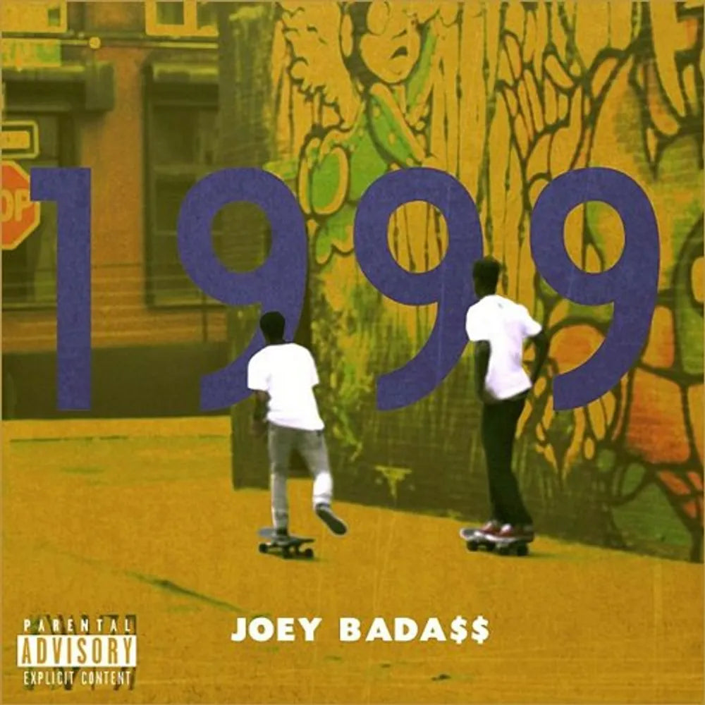Album cover with two people on skateboards and a colorful mural, featuring the number '1999' and 'Joey Bada$$.'