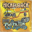 Album cover for Nickelback's 'Get Rollin'' with a van and palm trees on a yellow background.