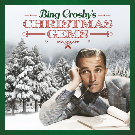 Album cover for 'Bing Crosby's Christmas Gems' with a snowy landscape and a portrait of Bing Crosby.