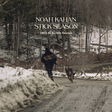 Album cover with a person walking a dog on a snowy path, featuring the text 'Noah Kahan Stick Season'.