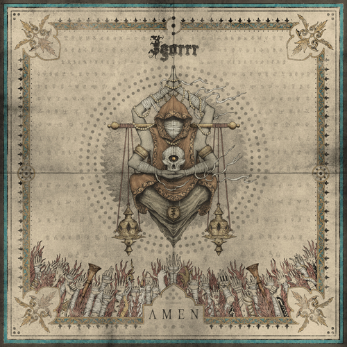 Album cover with central design and text 'Amen' on a decorative border