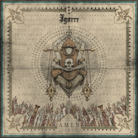 Album cover with central design and text 'Amen' on a decorative border