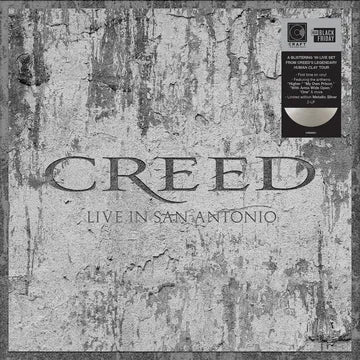 Vinyl record cover for Creed's 'Live in San Antonio' with textured gray background