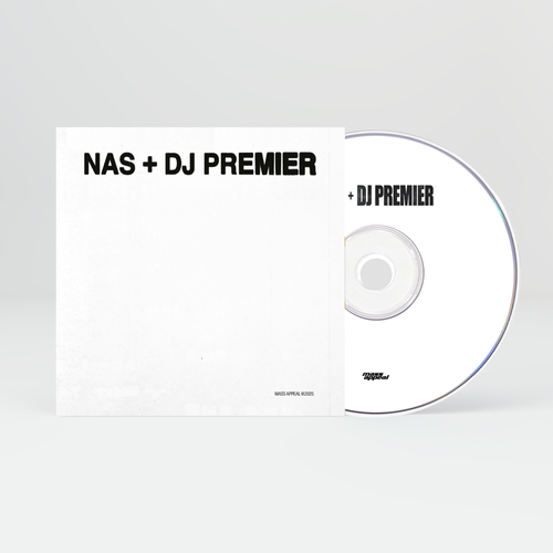 CD and cover with 'NAS + DJ PREMIER' text on a white background