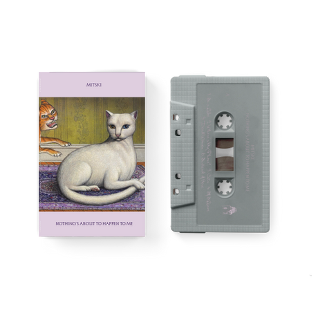 Cassette tape with a cat illustration on the cover and a white background