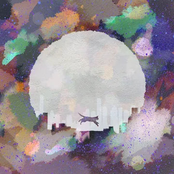 Sheep with a dog logo on a colorful abstract background