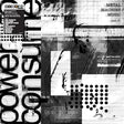 Black and white collage with text and abstract shapes
