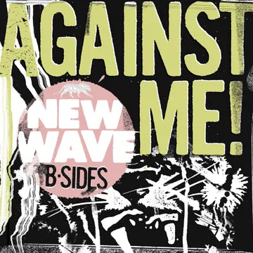 Album cover with text 'Against Me! New Wave B-Sides' on a black background with abstract designs.