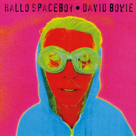 Album cover with a person wearing goggles and a colorful outfit against a pink background