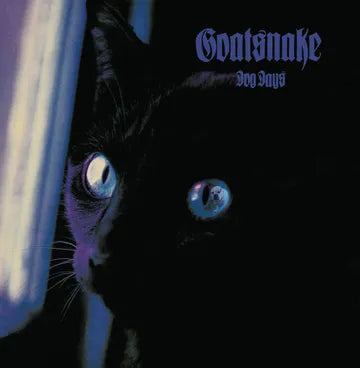 Album cover with a black cat peeking from behind a curtain, featuring the text 'Goatsnake' and 'Dog Days'.