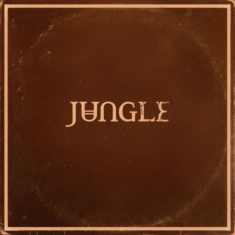 A square brown album cover or box with the word "JUNGLE" centered in a stylized beige serif font, surrounded by a thin beige border and showing a distressed, vintage texture.