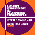 Album cover with 'Lord Finesse & DJ Mike Smooth' and 'Large Professor Remix' text on a purple and orange background.