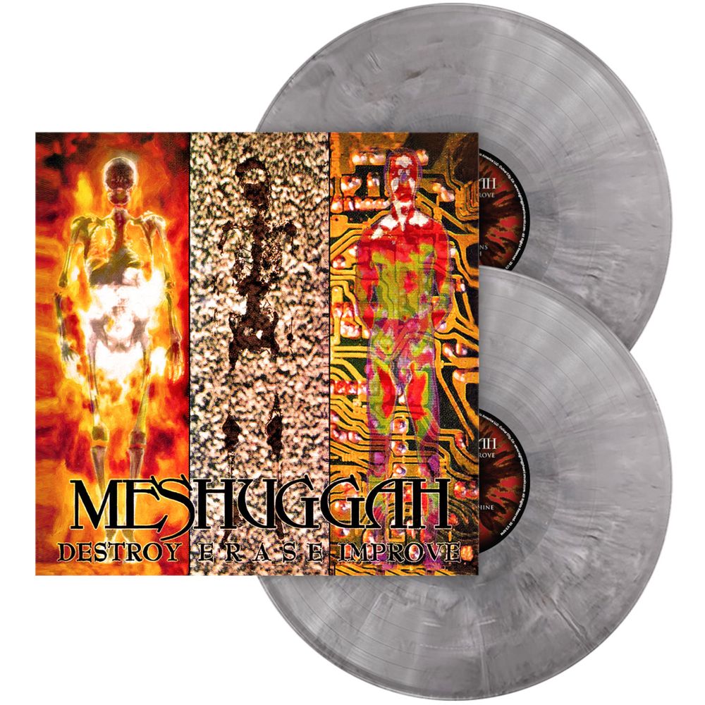 Vinyl records with a colorful album cover featuring a human figure and text.