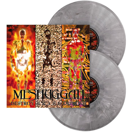 Vinyl records with a colorful album cover featuring a human figure and text.