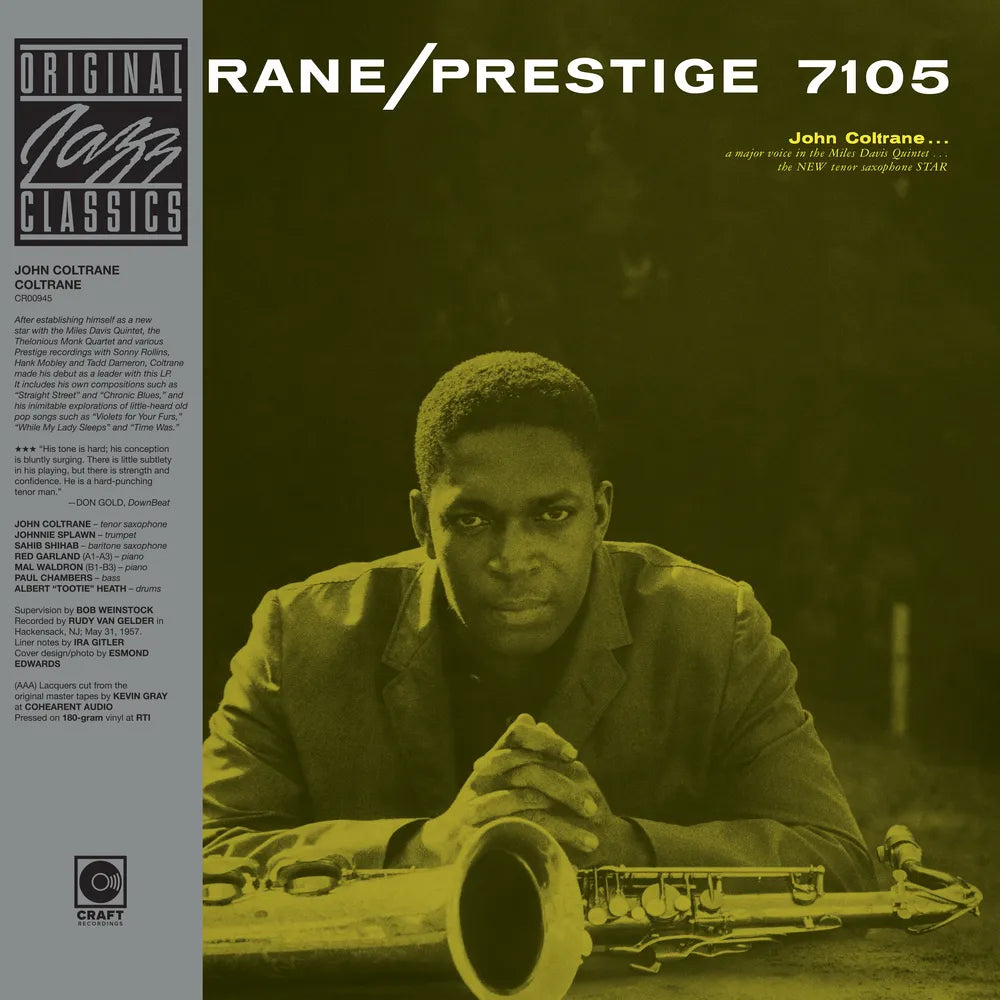 Album cover featuring a person with a saxophone, labeled 'Rane Prestige 7105' and 'Original Jazz Classics'.