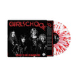 Girlschool 'Nothing' to Lose in Reading 1981' vinyl record album with a black and white band photo cover and a red-and-white marbled vinyl record partially visible behind it, on a white background.