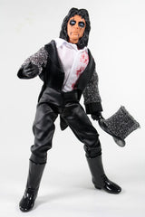 Action figure in a black suit with a white shirt and black boots on a white background