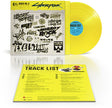 Limited yellow colored vinyl LP pressing for Cyberpunk 2077 Radio Vol. 2 with a tracklist on the back cover.