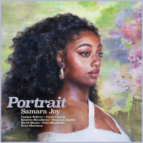 Album cover with a stylized portrait of a woman and text indicating 'Portrait' by Samara Joy.