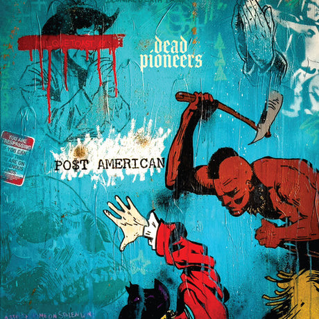 Album cover with abstract art and text 'dead pioneers' and 'Post American'.