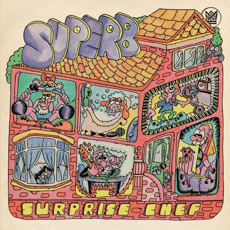 Album cover art for Surprise Chef featuring a colorful illustration of a house with various characters and scenes.