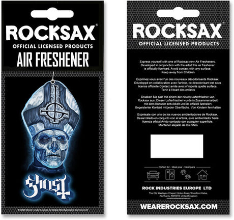 Two packages of Rocksax air freshener featuring a skull design on a black background.