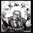 Illustration of a man with a cigar, surrounded by people in a circular design, with 'Anthrax' band name at the bottom.