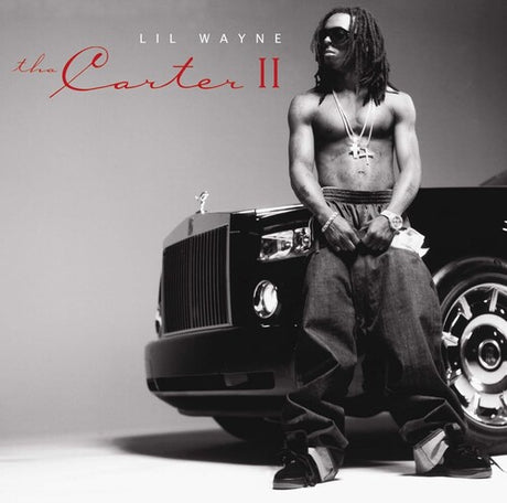Album cover featuring a person leaning against a car with 'Lil Wayne The Carter II' text.