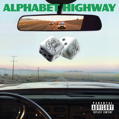 Album cover with a car interior view, dice, and 'Alphabet Highway' text.