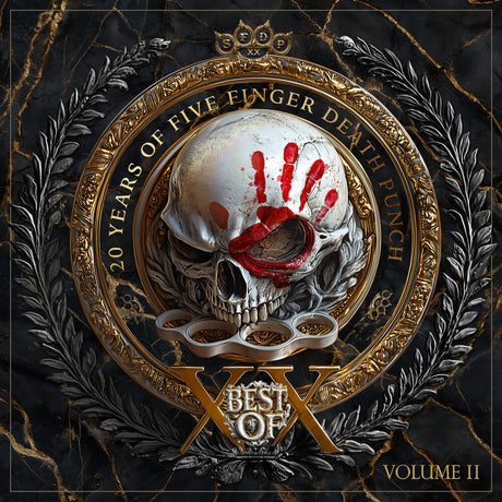 Album cover for '20 Years of Five Finger Death Punch: Best of Volume II' with skull and handprint design.