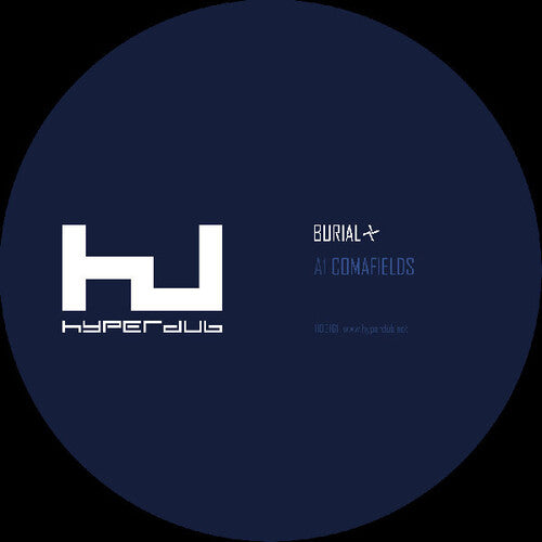 Album cover with Hyperdub and Burial logos on a dark blue background