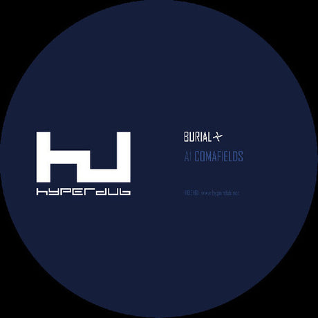 Album cover with Hyperdub and Burial logos on a dark blue background