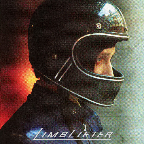 Person wearing a black helmet with a reflective visor against a red and gray background, featuring the brand 'LimbLifter'.