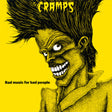 Album cover with a stylized illustration of a character and text 'The Cramps Bad music for bad people' on a yellow background