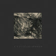 Album cover with abstract black and white design on a dark background