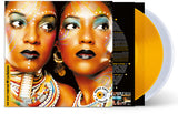 Vinyl record with artistic cover featuring two faces and detailed text