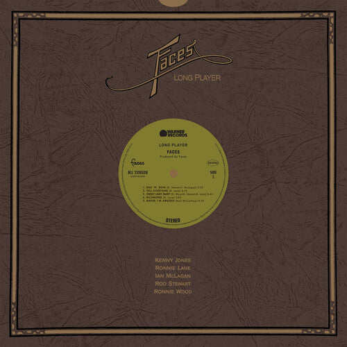 Vinyl record cover with 'Faces' logo and text on a brown background