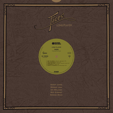 Vinyl record cover with 'Faces' logo and text on a brown background