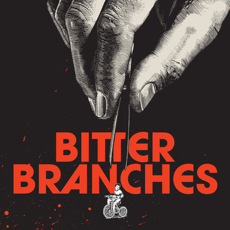 Illustration of a hand holding a branch with 'Bitter Branches' text on a dark background