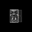 Makeup palette with a black and white image of a face on the cover against a black background