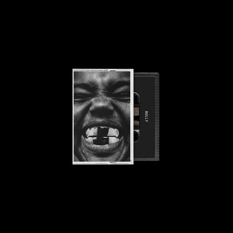 Makeup palette with a black and white image of a face on the cover against a black background