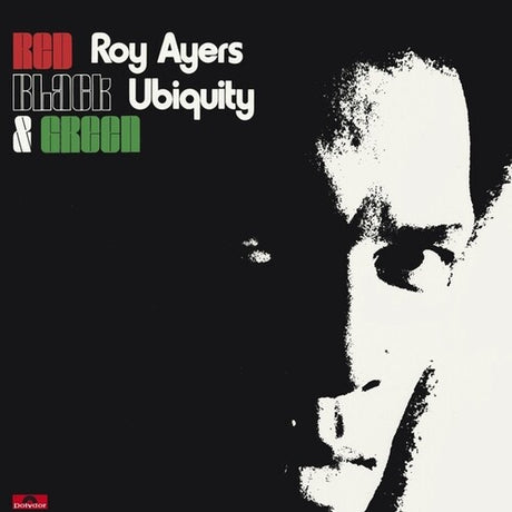 Album cover with a stylized portrait and text 'Roy Ayers Black & Green' on a black background
