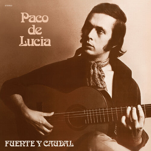 Album cover featuring a person holding a guitar with 'Paco de Lucia' and 'Fuente Y Caudal' text.
