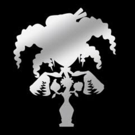 White silhouette of a person with braided hair on a black background