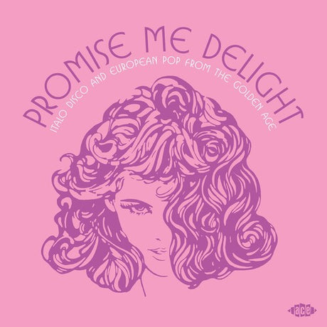 Album cover with stylized illustration of a woman's head and text 'Promise Me Delight' on a pink background.
