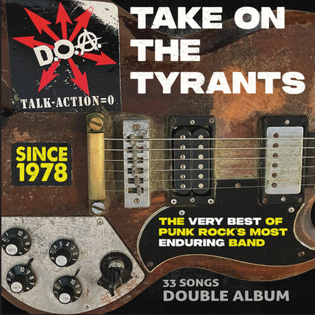 Album cover for 'Take on the Tyrants' by D.O.A. featuring a guitar and band logo.