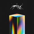 Album cover with a rainbow cube and text on a black background